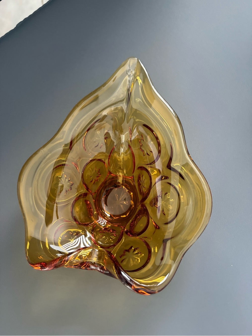 LE Smith Moon and Start Amber Leaf Decorative or Candy Dish
